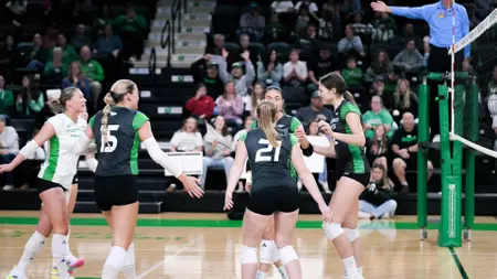 Hawks Win at Oral Roberts in Four Sets